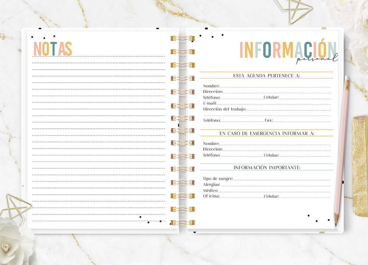 Páginas de notas e información personal