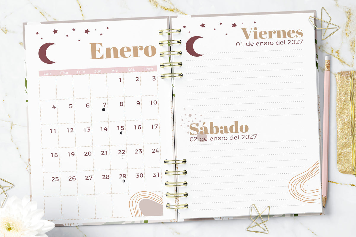 Agenda 2027 Boho Moon Dos Días
