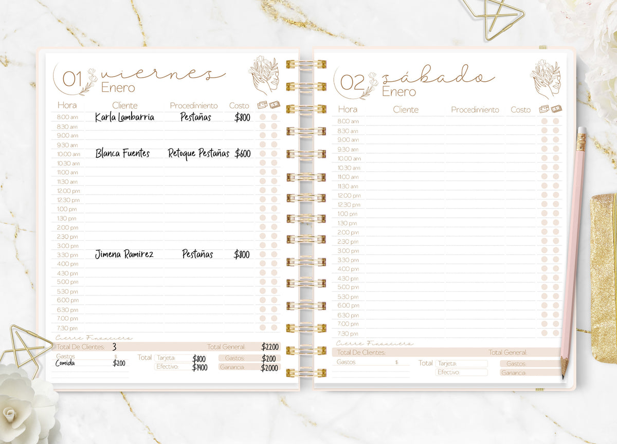 Agenda de Citas 2027 Beauty Flower