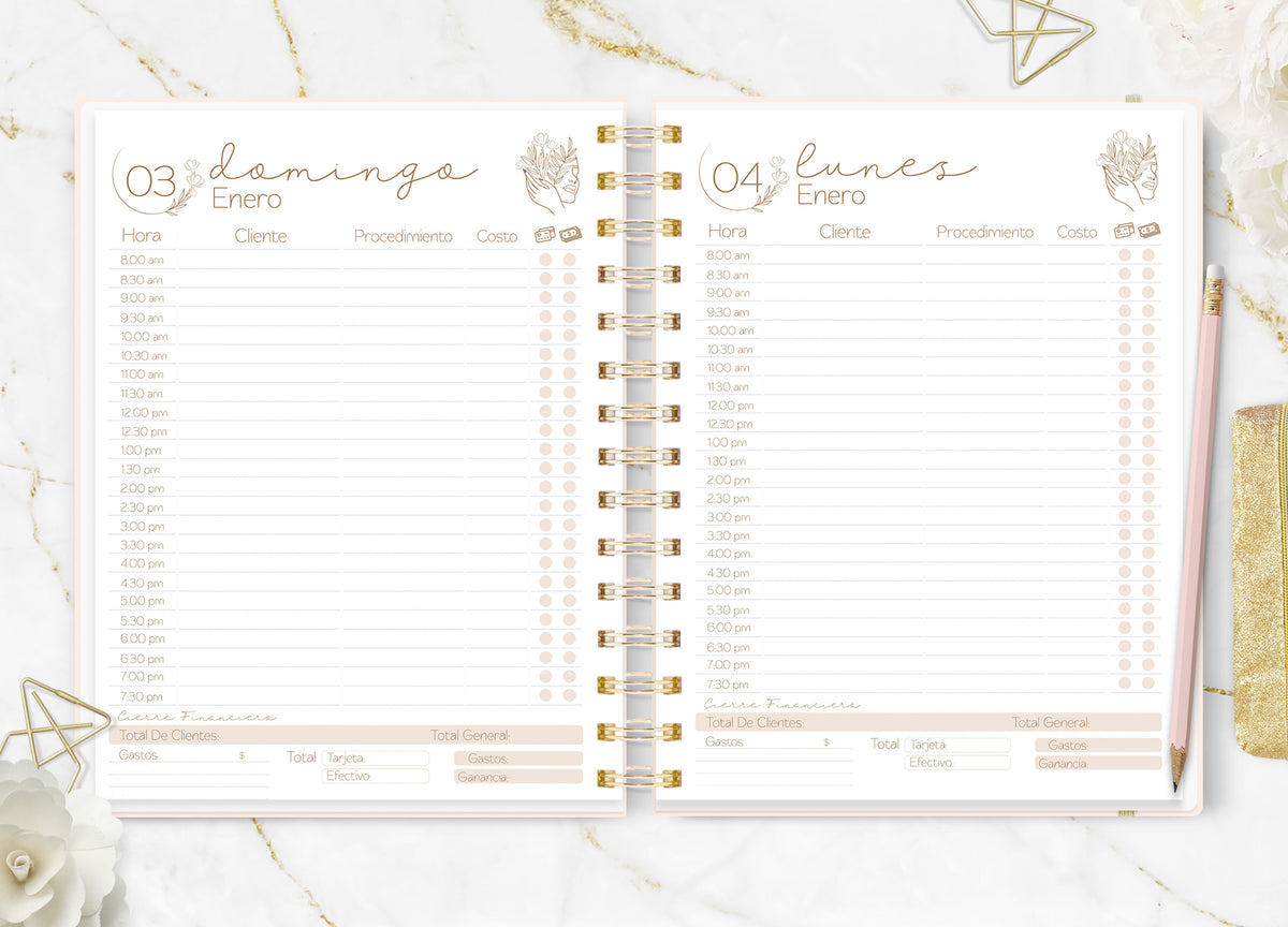 Agenda de Citas 2027 Beauty Flower