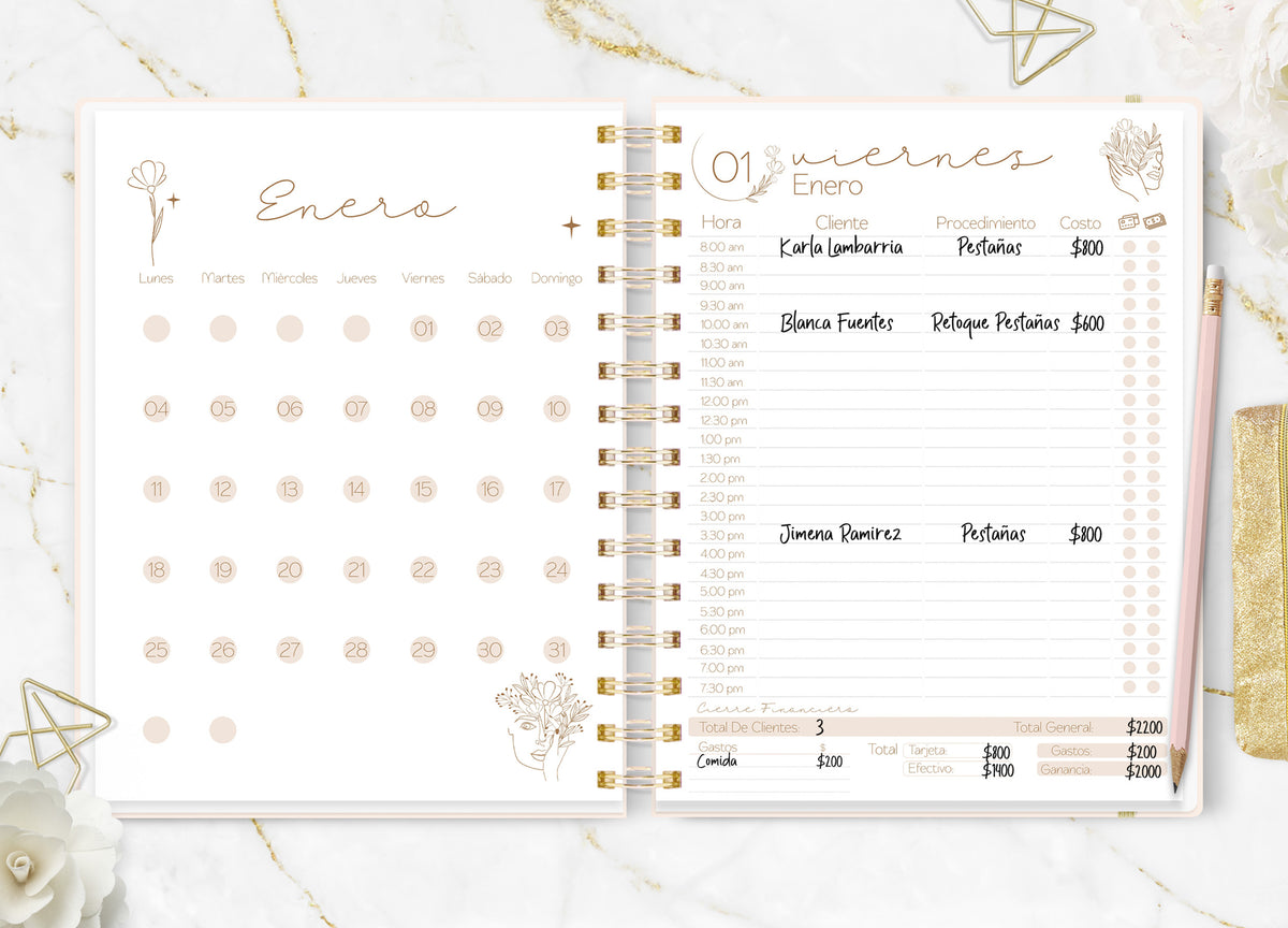 Agenda de Citas 2027 Beauty Flower
