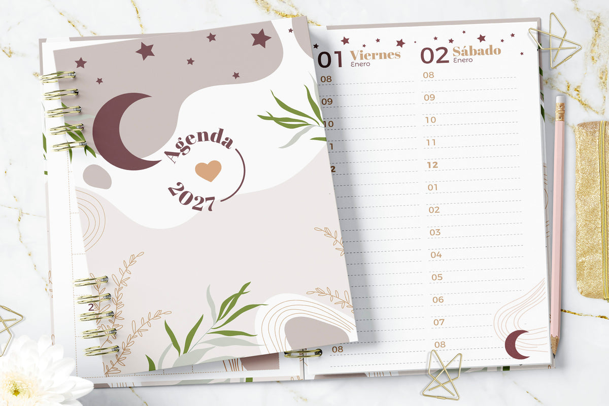 Agenda de Citas 2027 Boho Moon