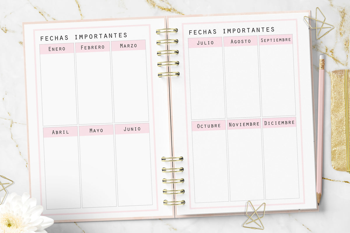 Agenda 2027 Minimalist Pink Planner Diaria