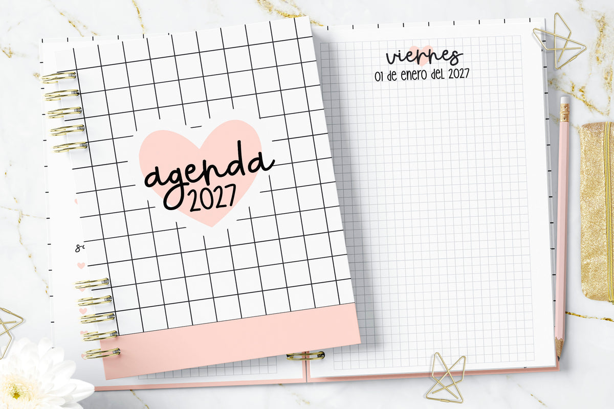 Agenda 2027 Pink Hearts Diaria
