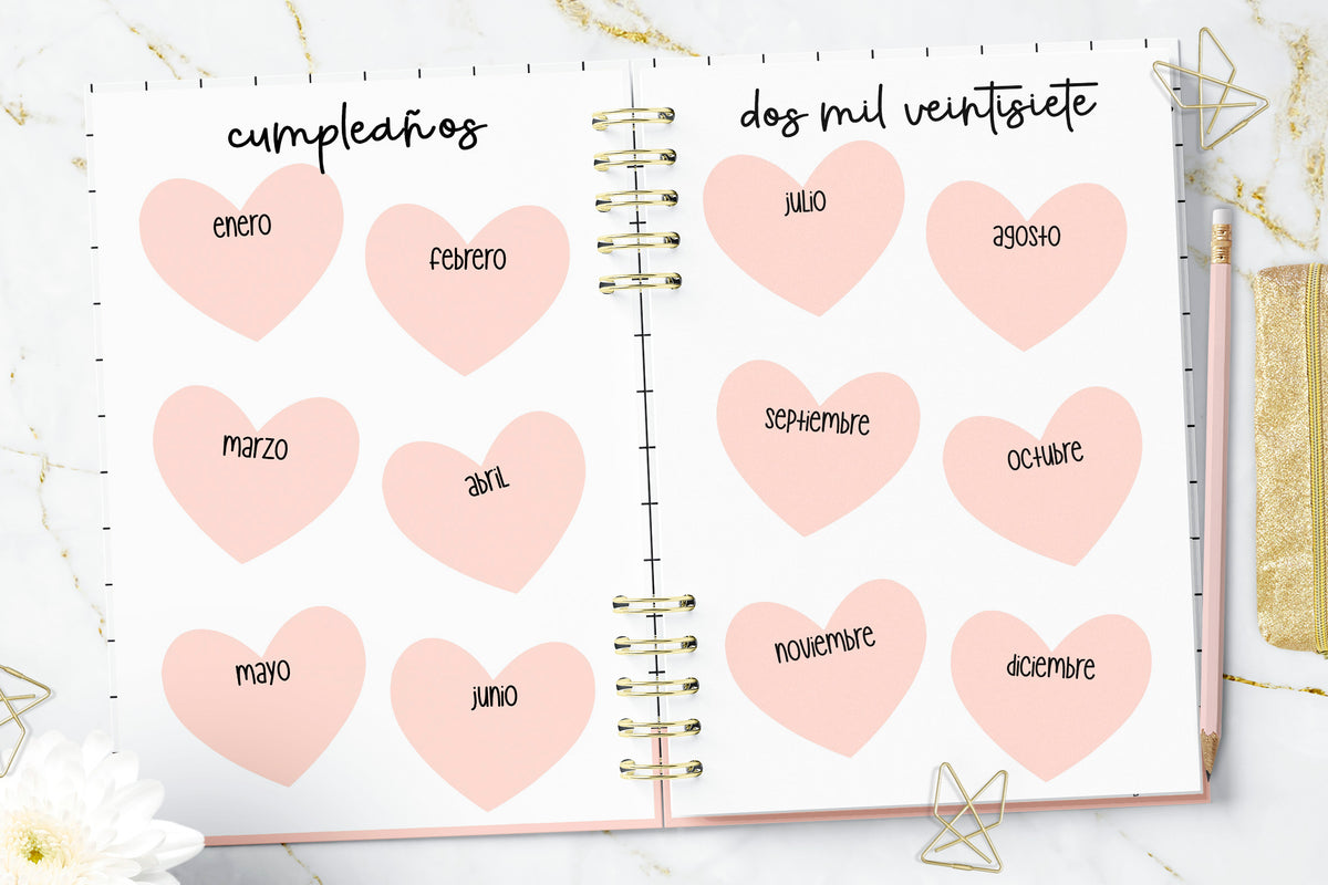 Agenda 2027 Pink Hearts Dos Días