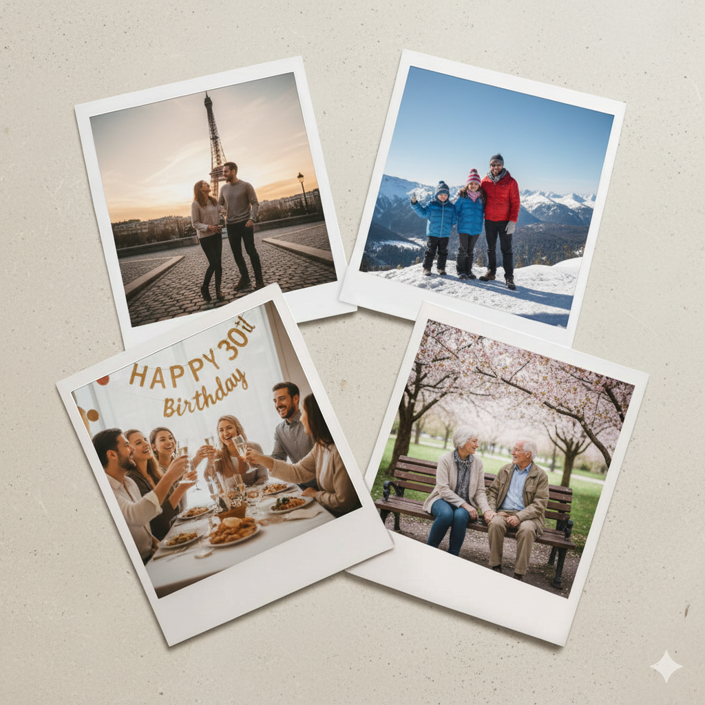 Fotos estilo Polaroid personalizadas Fiestas en Papel