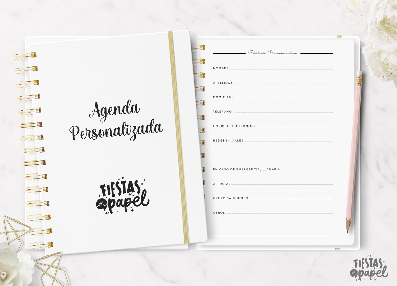 Agenda personalizada Fiestas en Papel