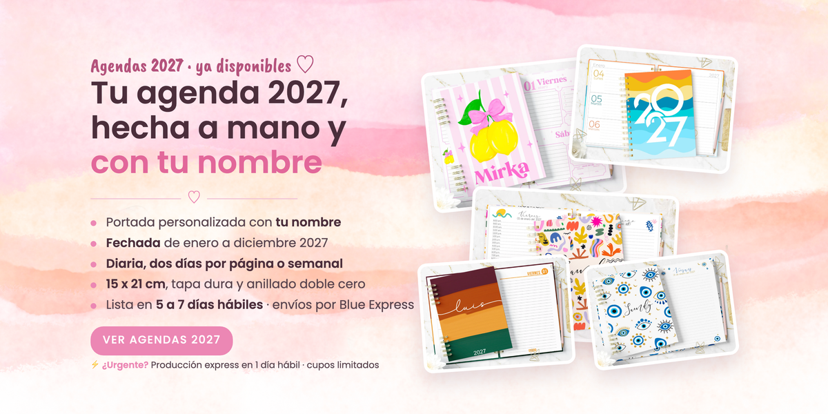 Agendas 2027 hechas a mano y con tu nombre - banner escritorio