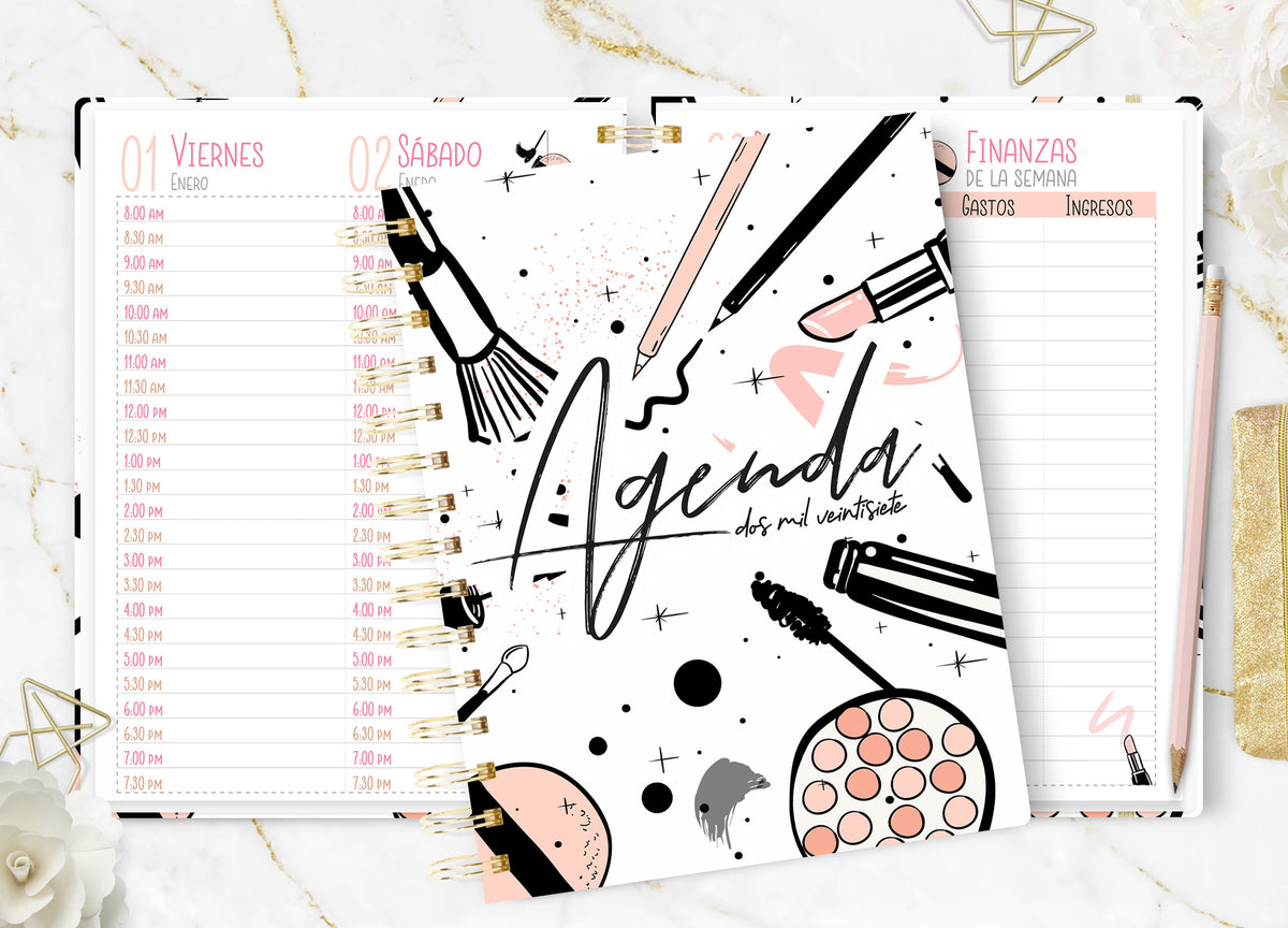 Agenda de Citas Makeup 2027 Dos Días