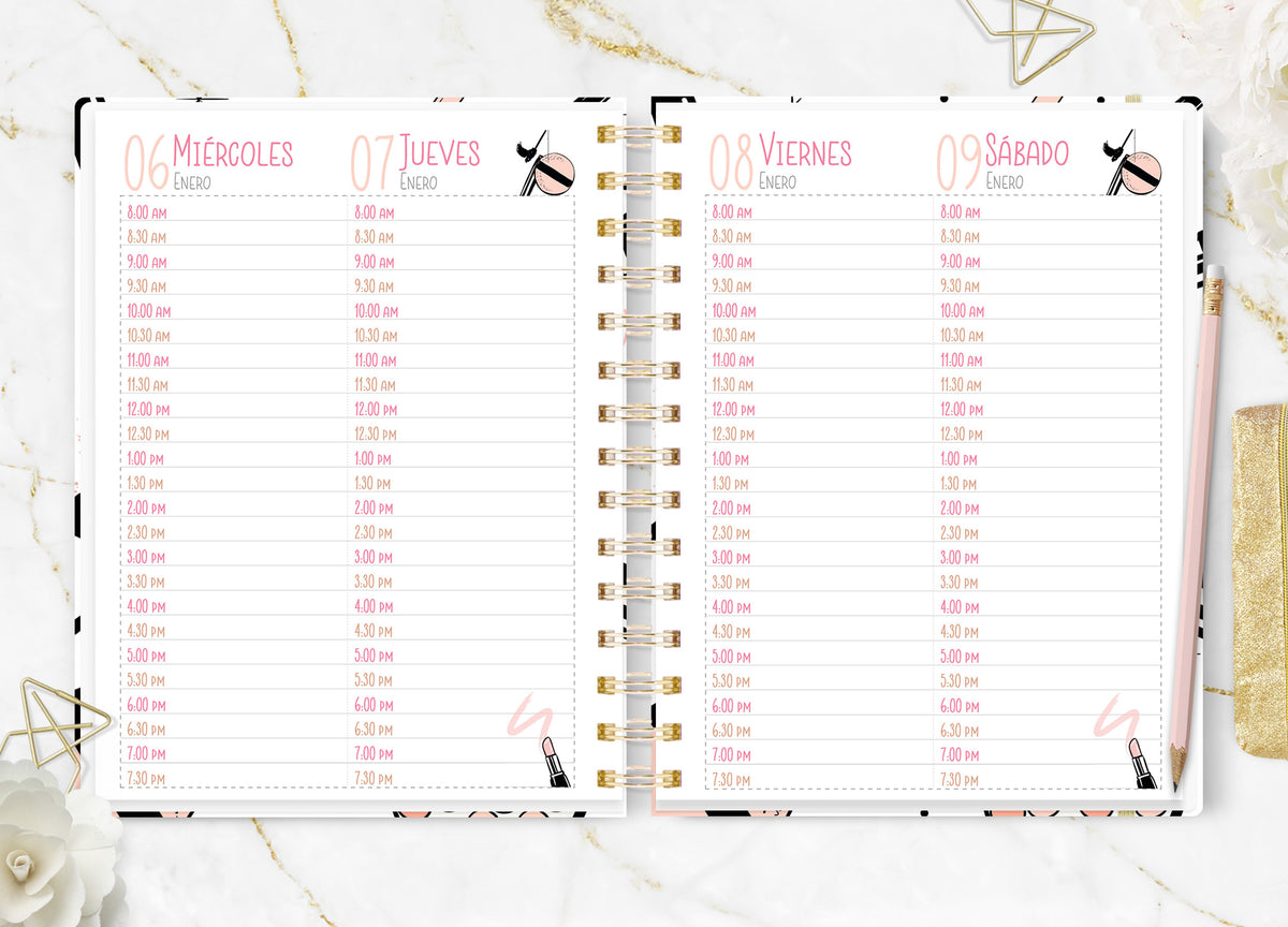 Agenda de Citas Makeup 2027 Dos Días