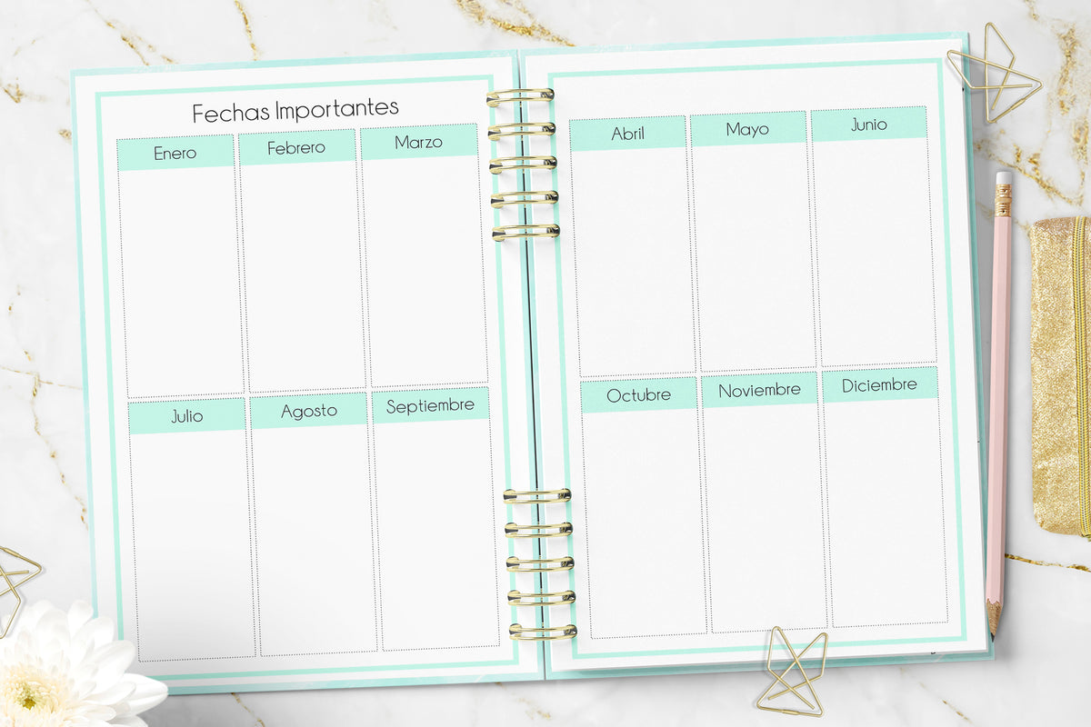Agenda 2027 Minimalist Mint Planner Diaria