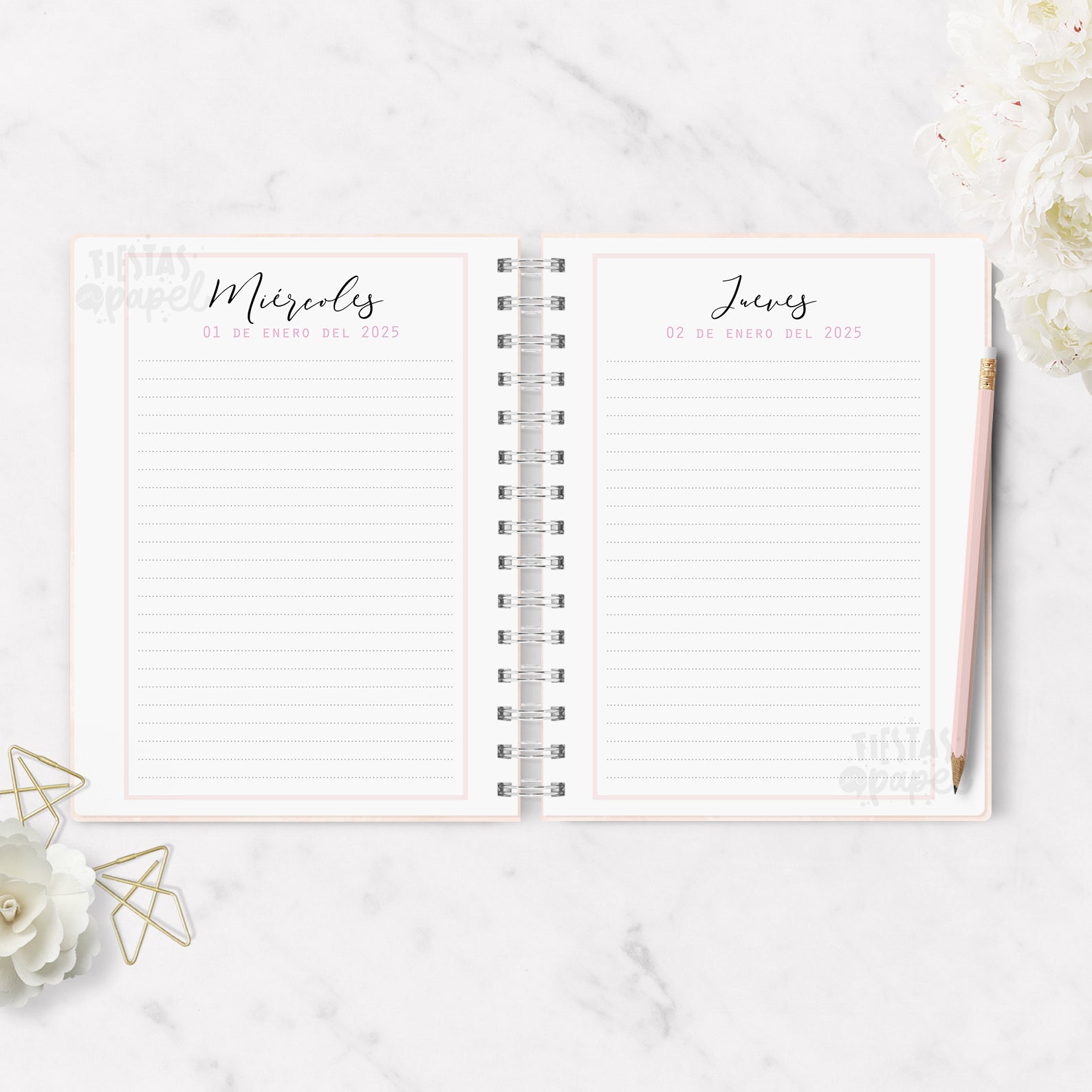Agenda 2026 Minimalist Pink Diaria