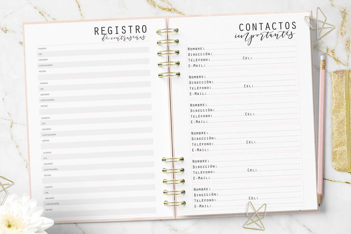Agenda 2027 Minimalist Pink Planner Diaria