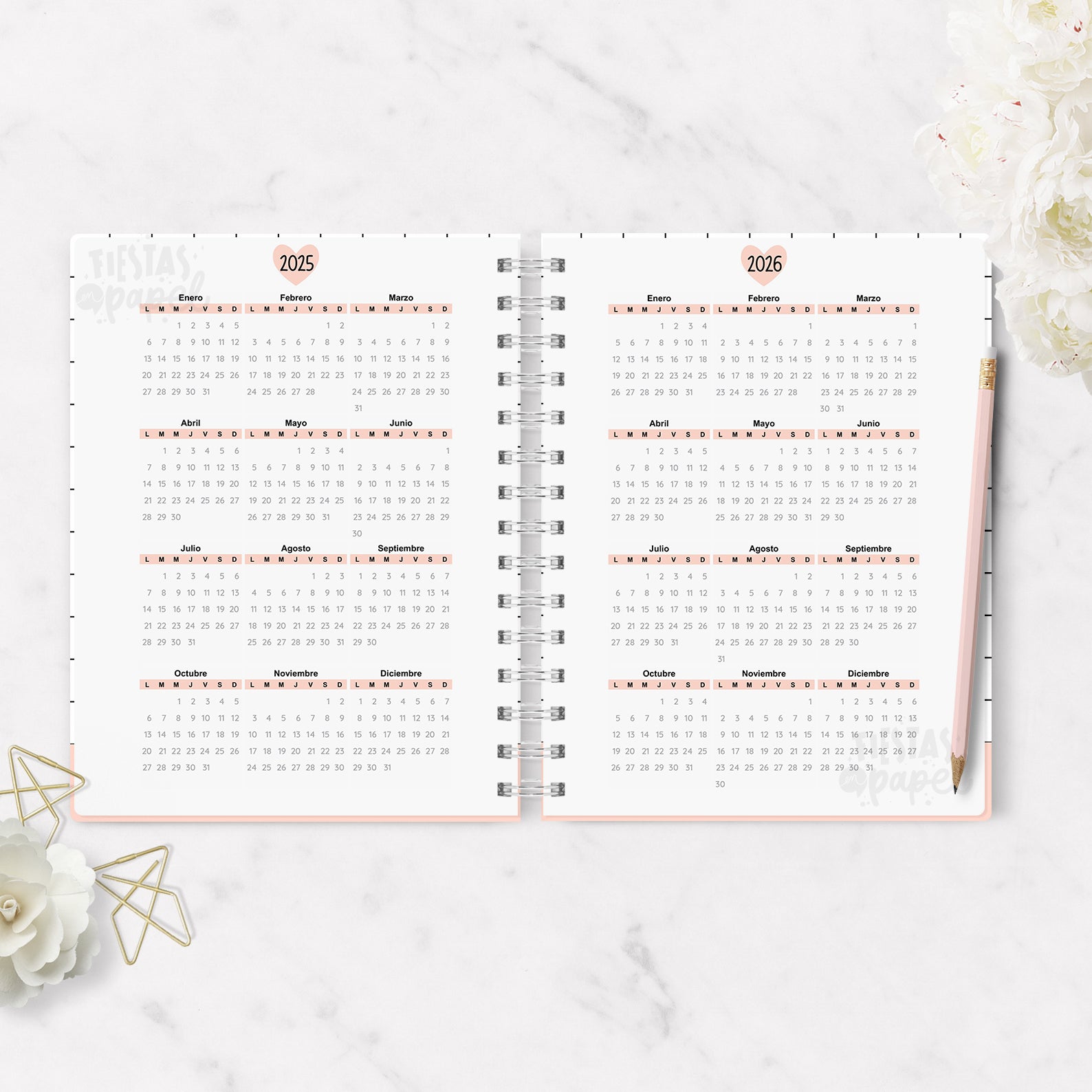 Agenda Pink Hearts 2026 Diaria