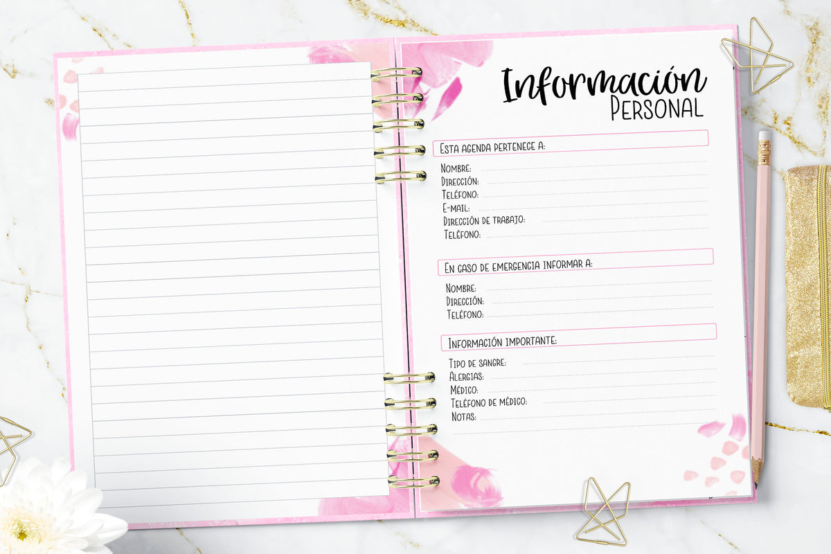 Agenda 2027 Pink Watercolor Smile Diaria