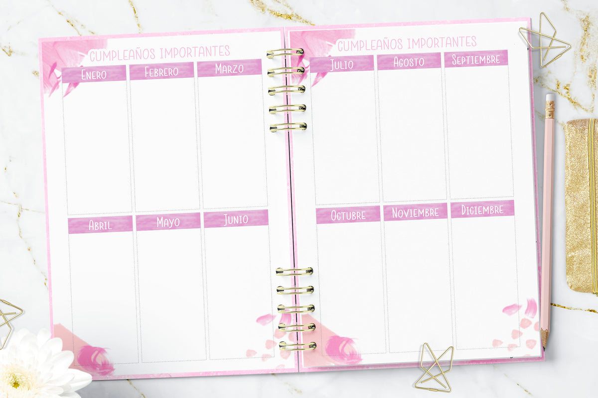 Agenda 2027 Pink Watercolor Smile Diaria