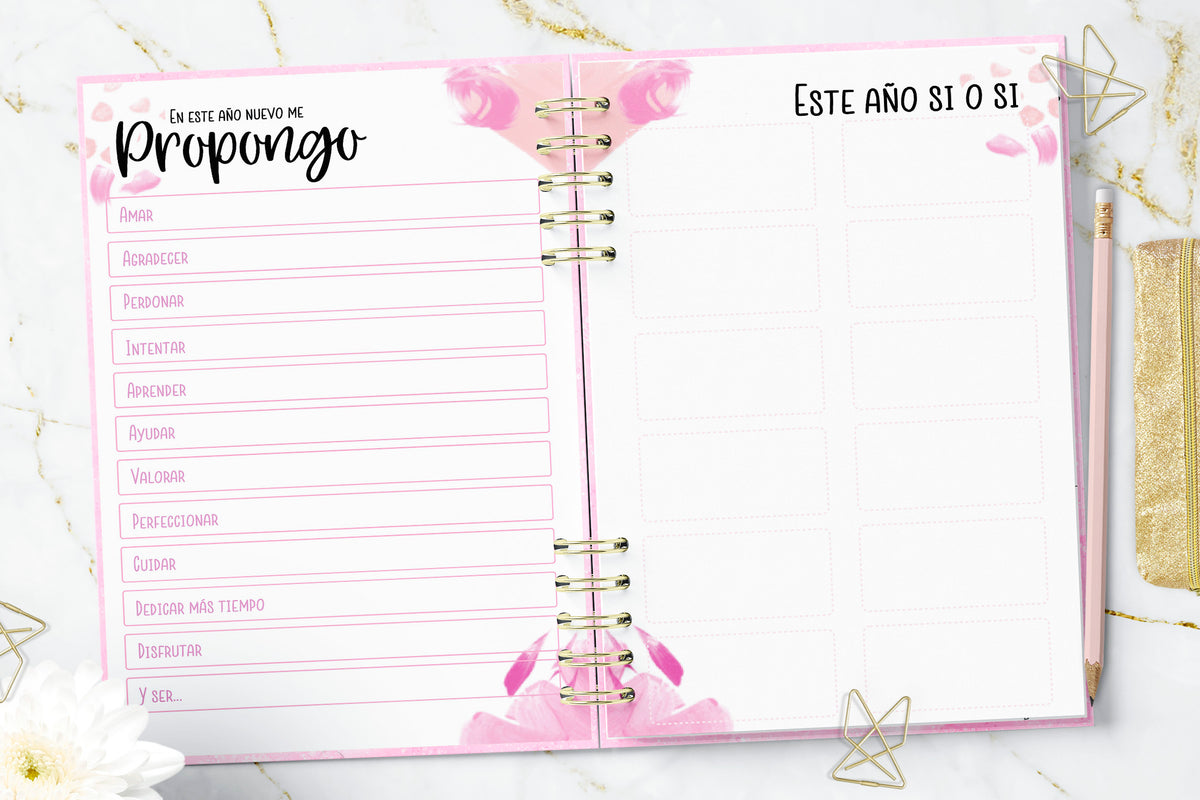 Agenda 2027 Pink Watercolor Smile Diaria