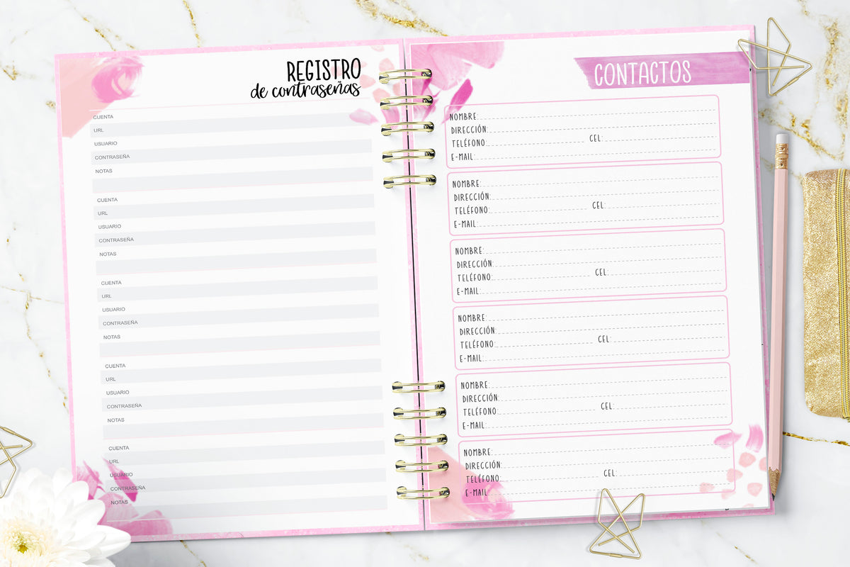 Agenda 2027 Pink Watercolor Smile Diaria